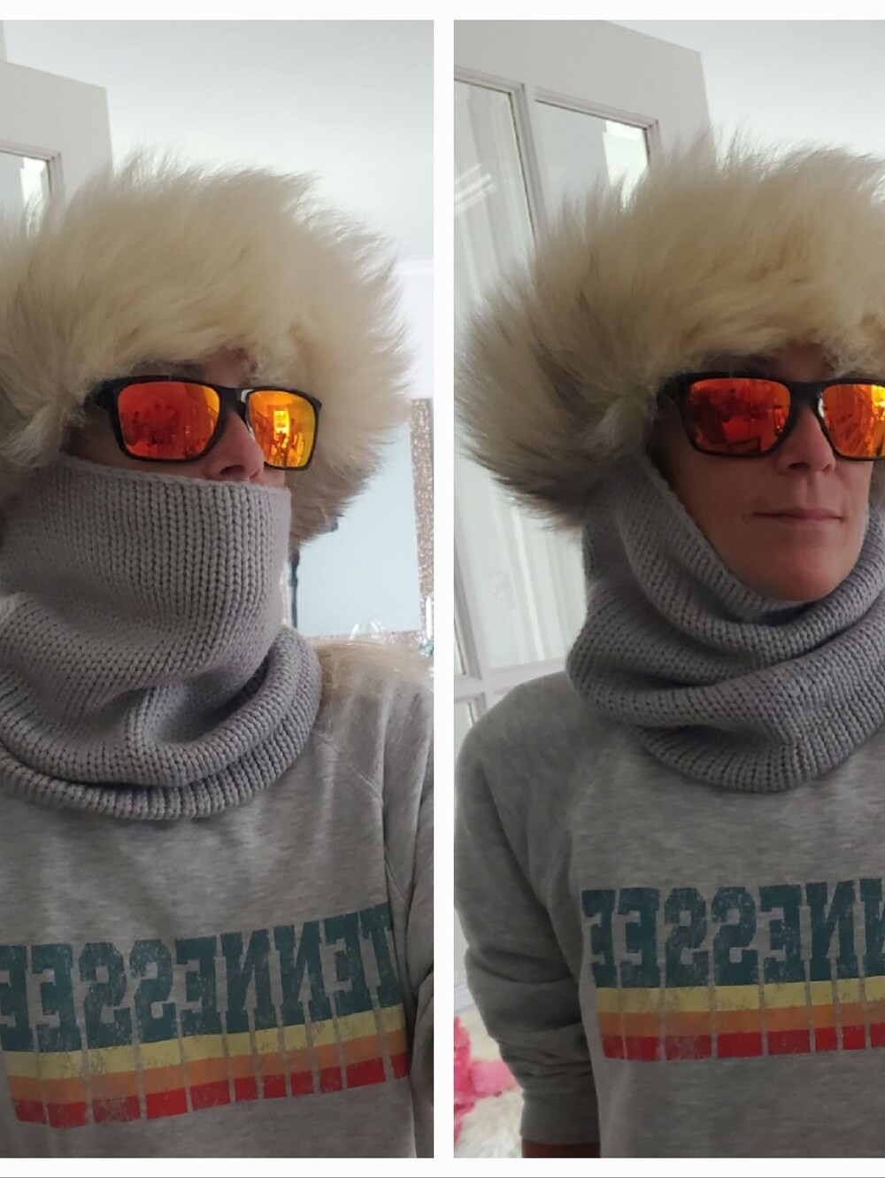 Fox Fur Knit Hat Neck Face Tube Scarf Ski Mask
